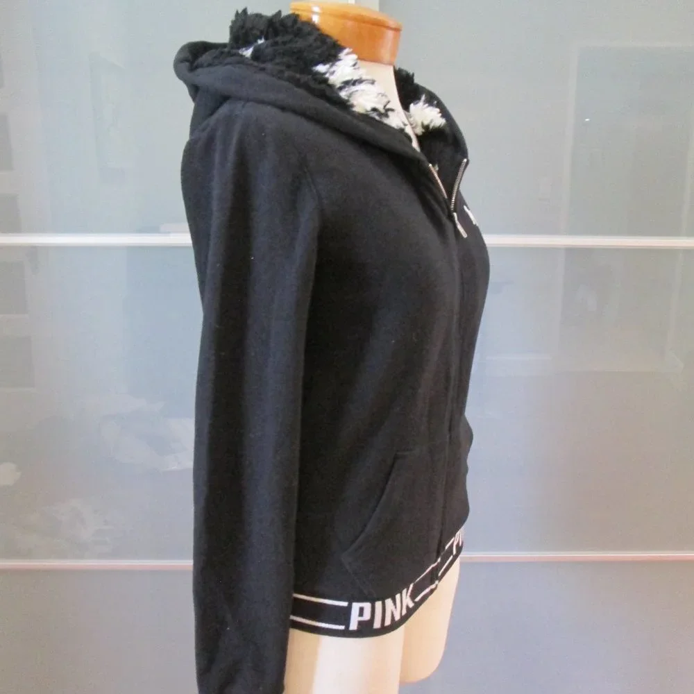 *SOLD* PINK Victoria's Secret Faux Fur Lined Hoodie - Picture 4 of 6